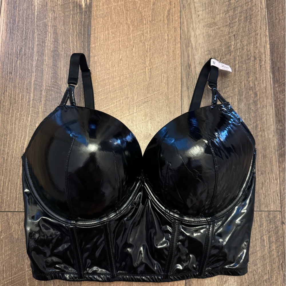Black Women's Shiny Bra or go out night top! Super sexy! NEW WITH TAGS